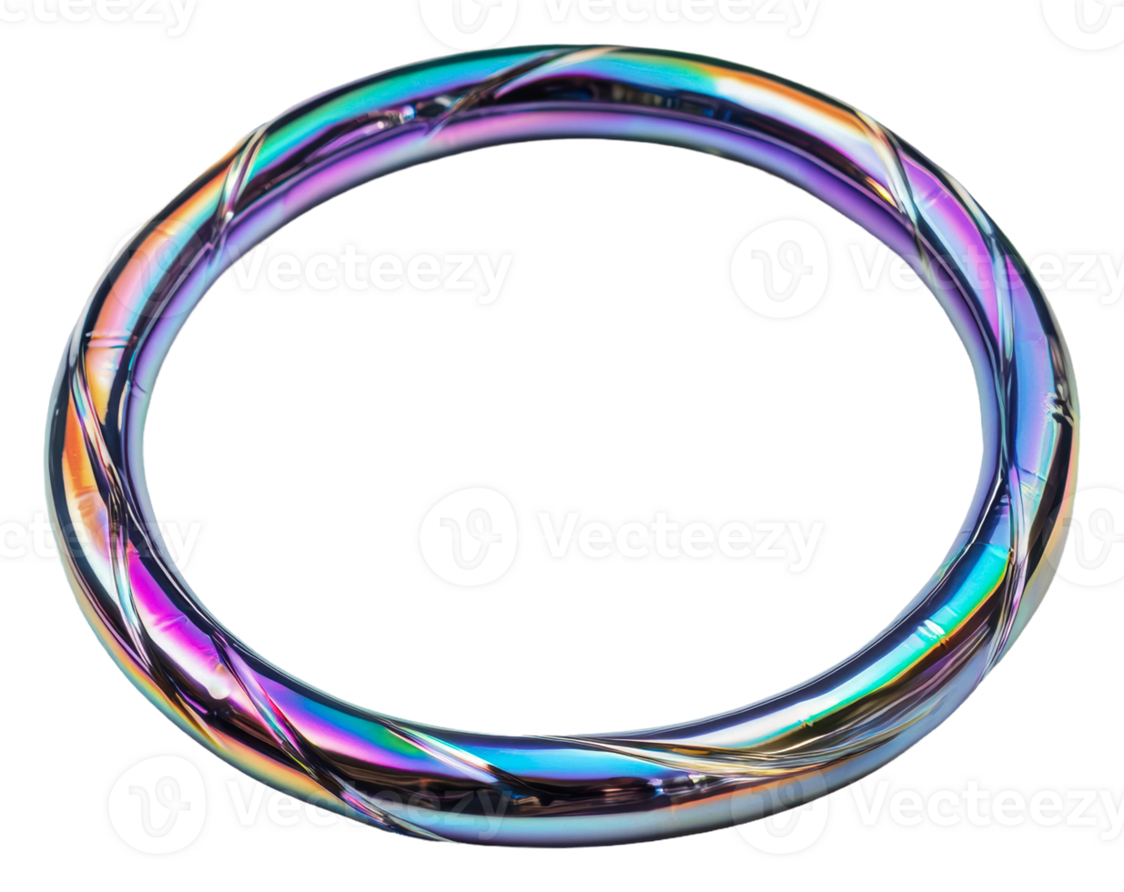Twisted acrylic ring on white, cut out - stock . png