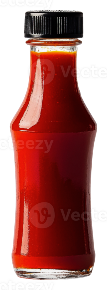 Bottle of red sauce on a white background, cut out - stock . png