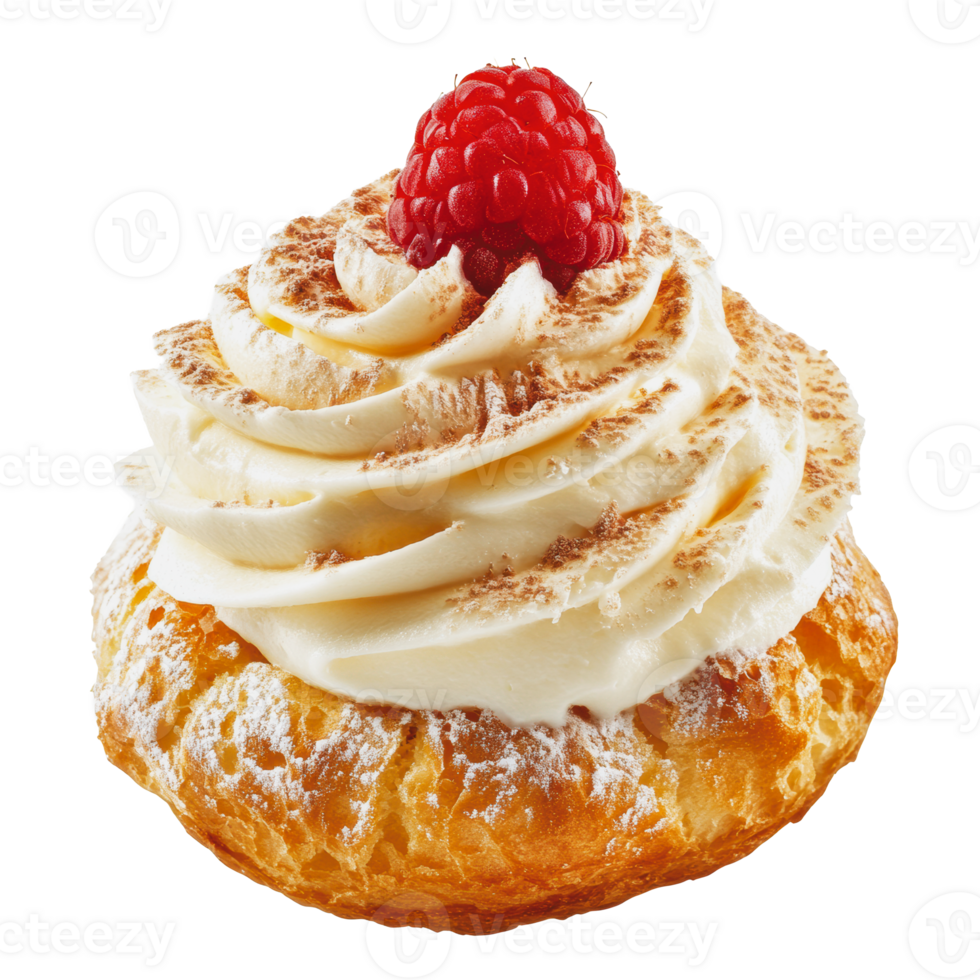 Raspberry cream puff on white png
