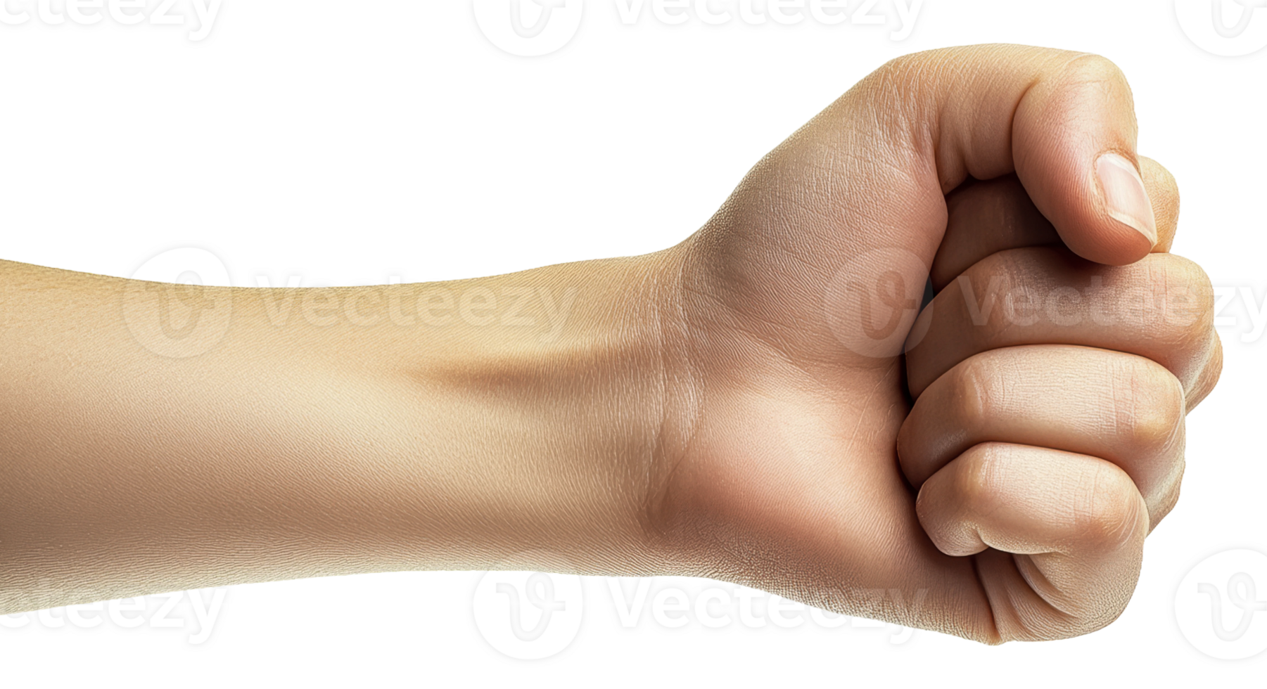 A clenched fist against a white background, cut out - stock . png