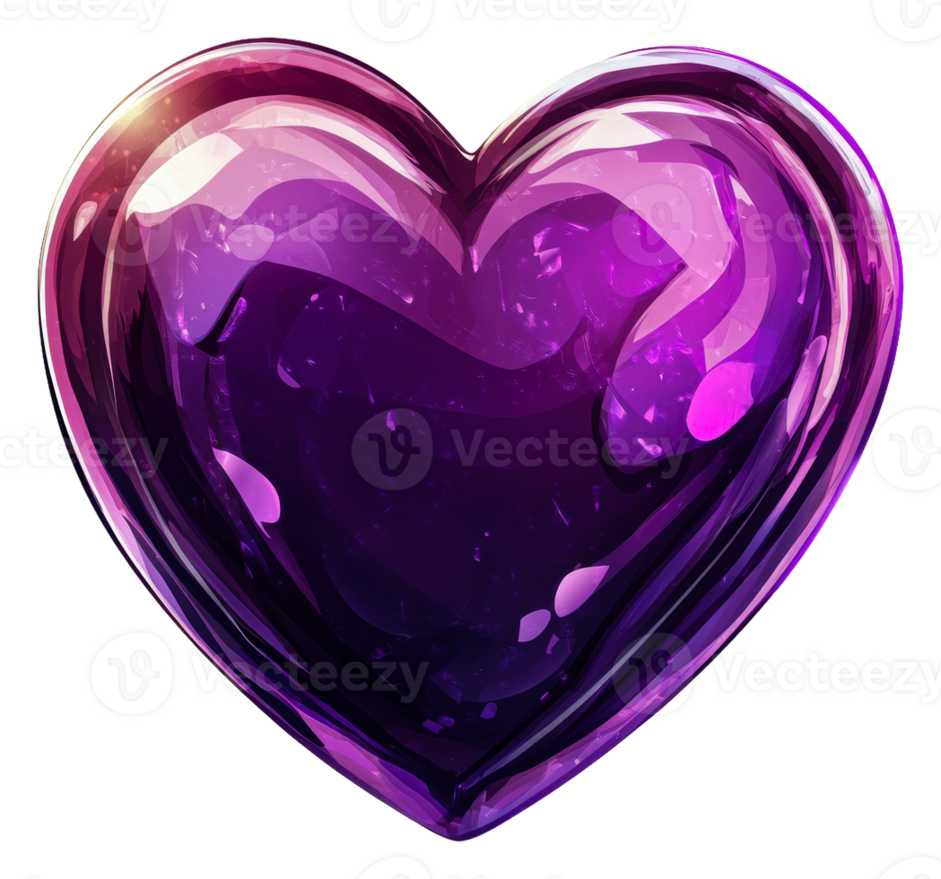 Shiny purple heart shape on a white background, cut out - stock . png