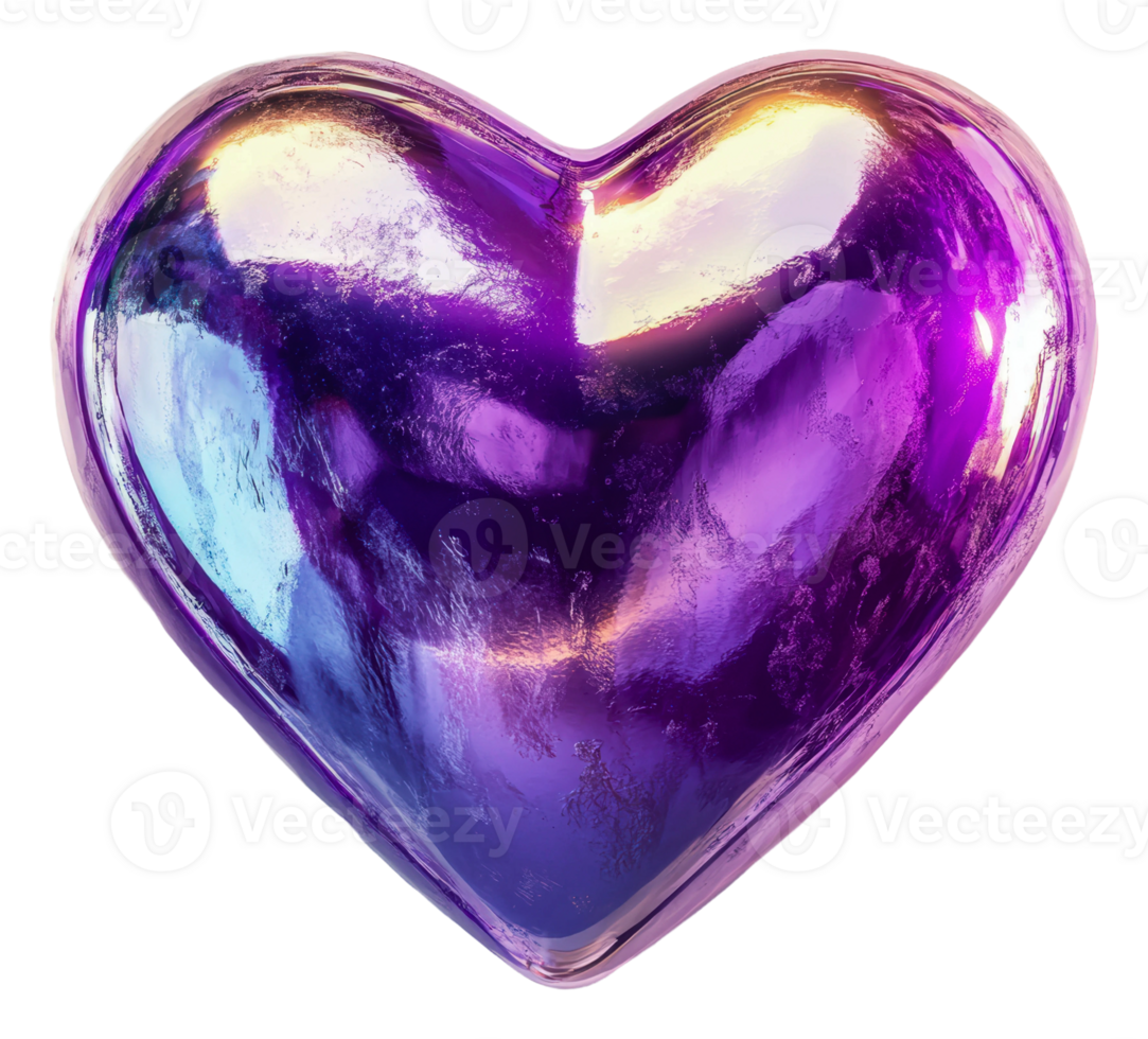 Shiny purple heart shape on a white background, cut out - stock . png