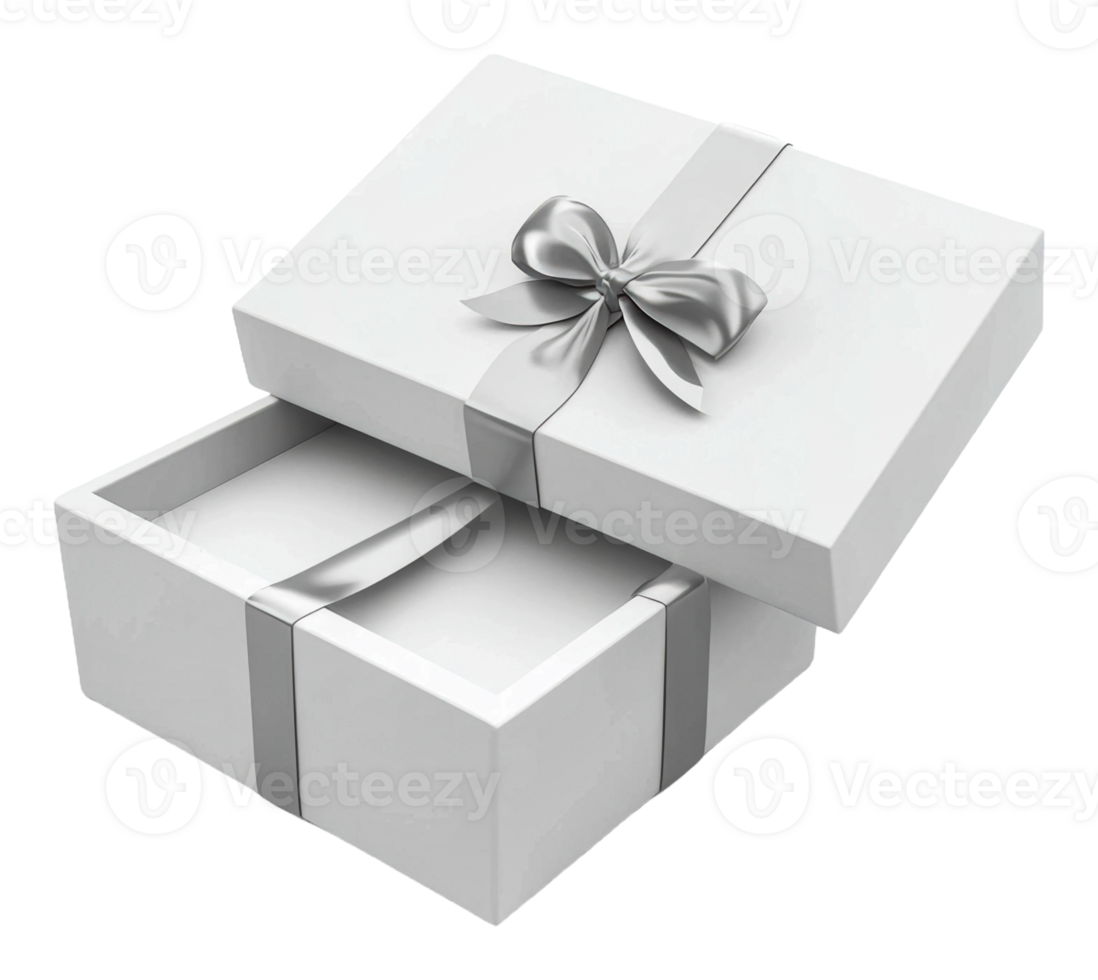 A beautifully wrapped gift box with a silver bow png