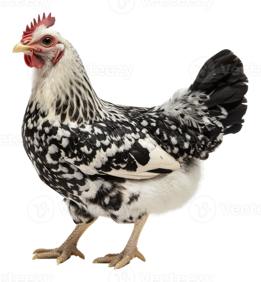 Chicken standing proudly on white background png