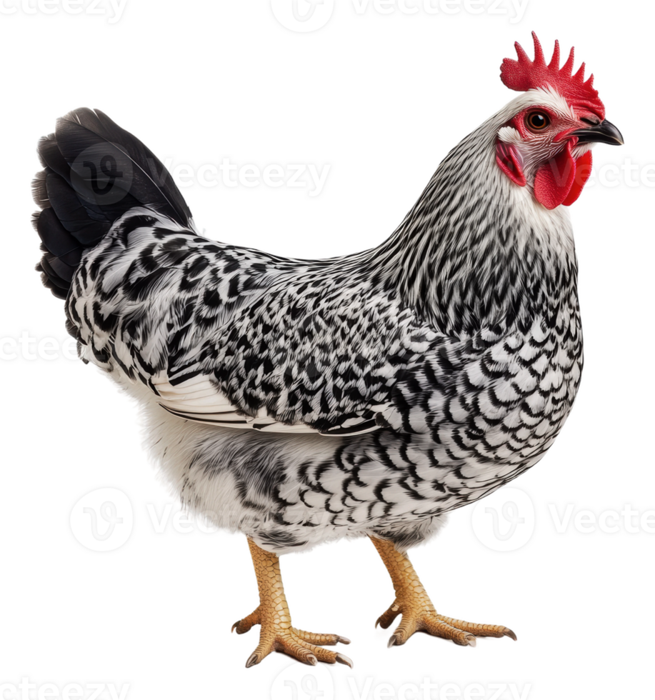 Beautiful hen with unique plumage in natural pose png