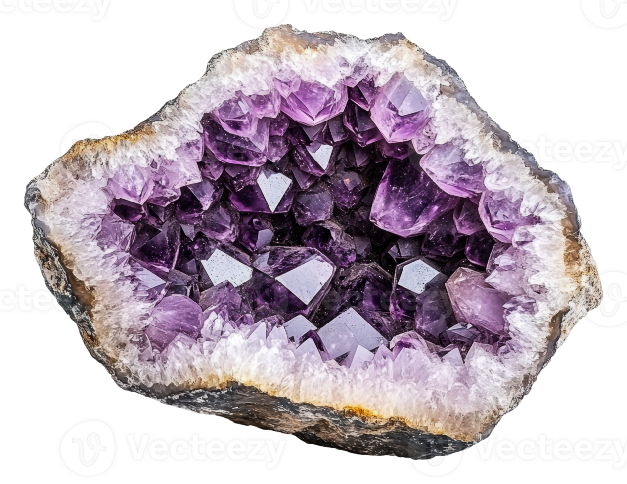 Amethyst geode with purple crystals png