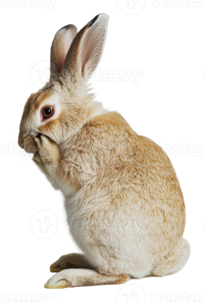 A brown rabbit sitting quietly in profile view png