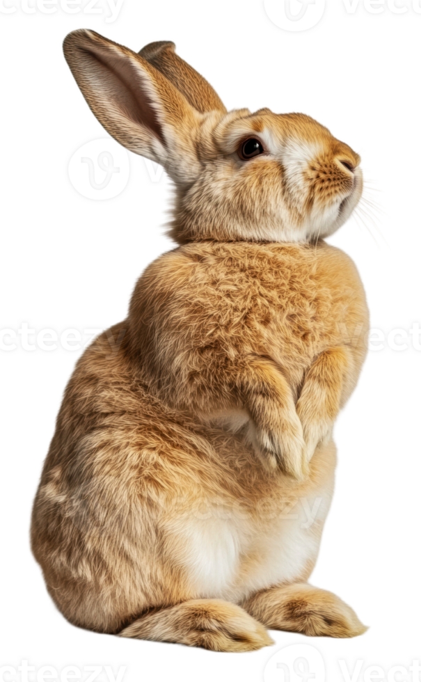 A curious rabbit sits upright in a playful pose png