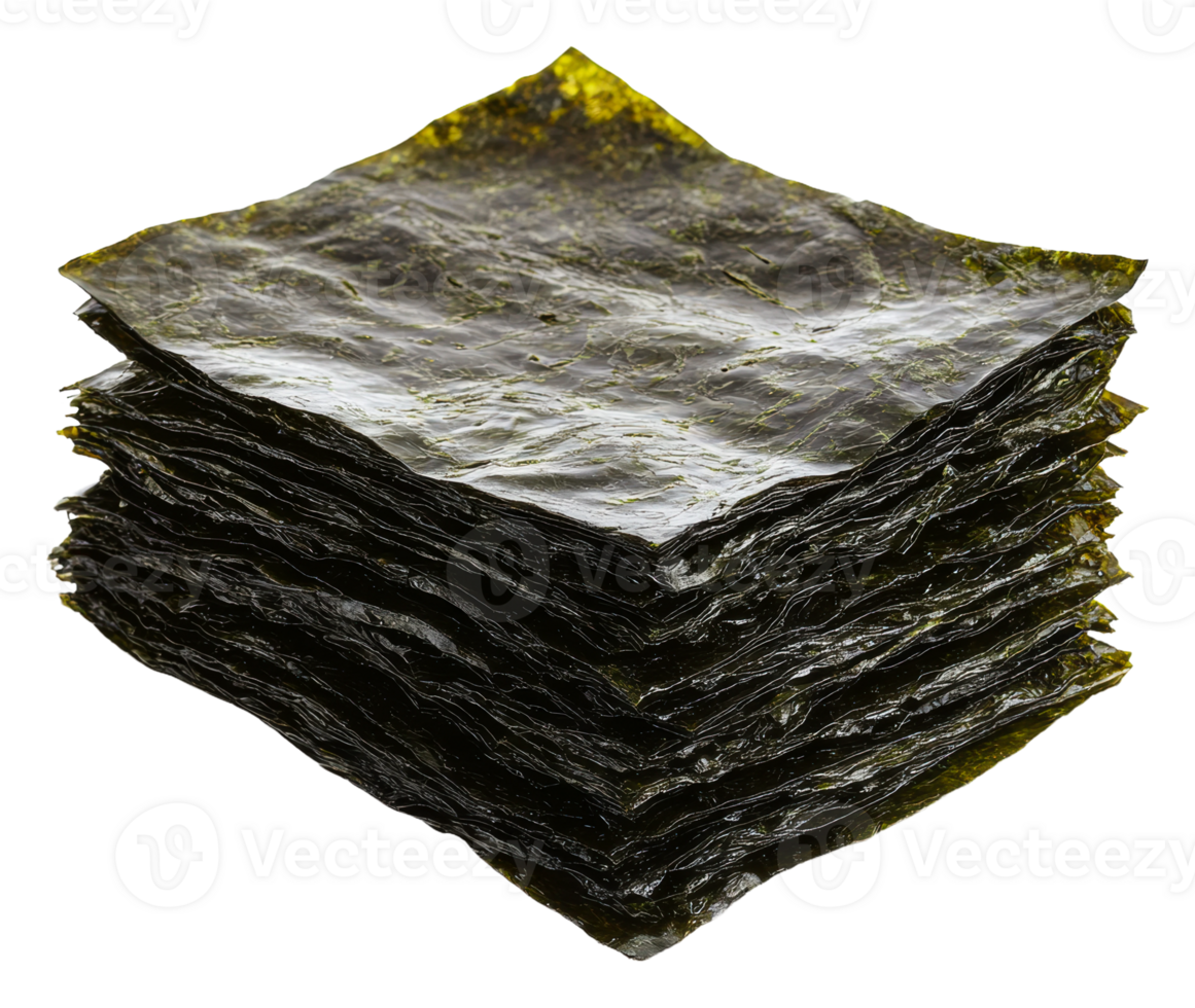 Freshly stacked sheets of seaweed for culinary use png