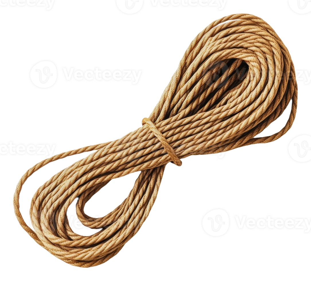 Twisted natural fiber rope coiled for various uses png