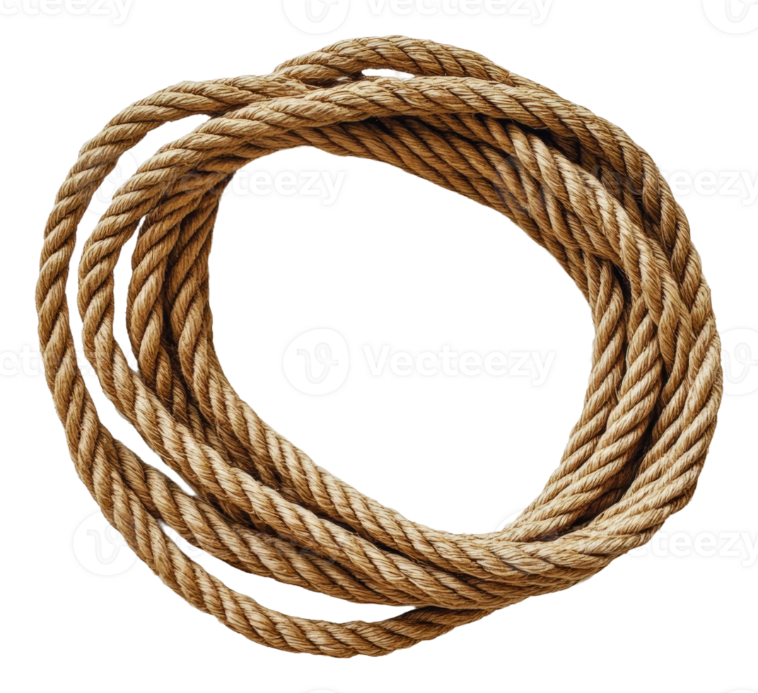 Coiled natural fiber rope on a white background png