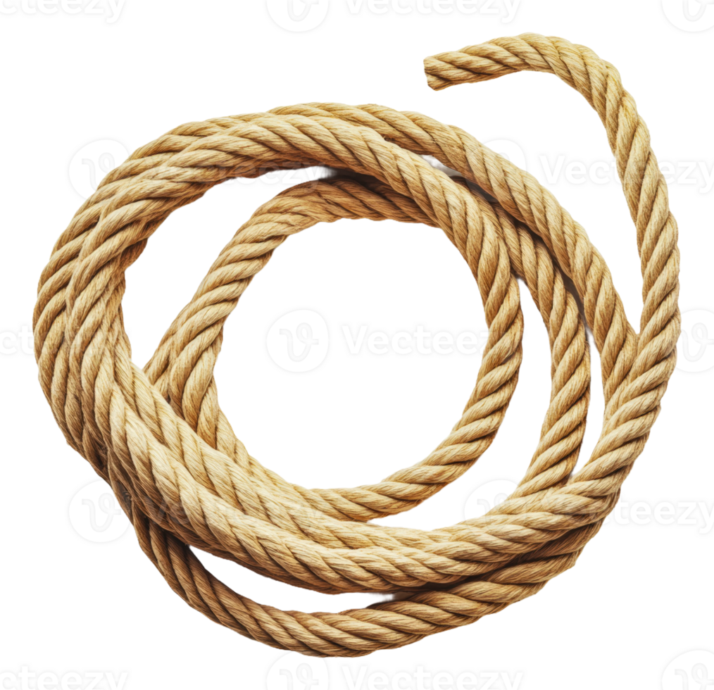 Coiled natural fiber rope on a plain background png