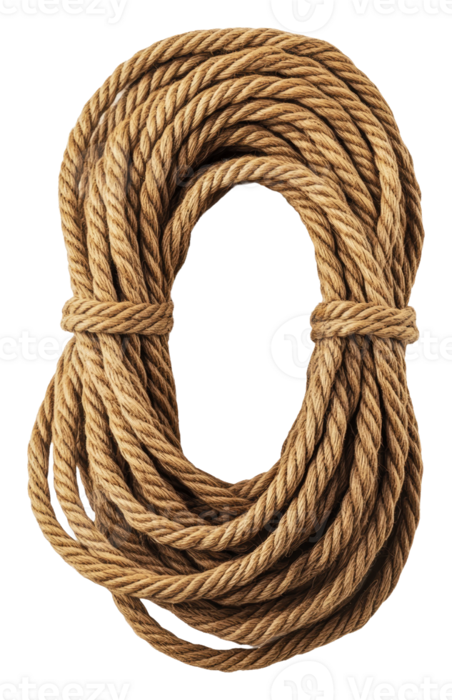 Twisted natural fiber rope coiled on a surface png