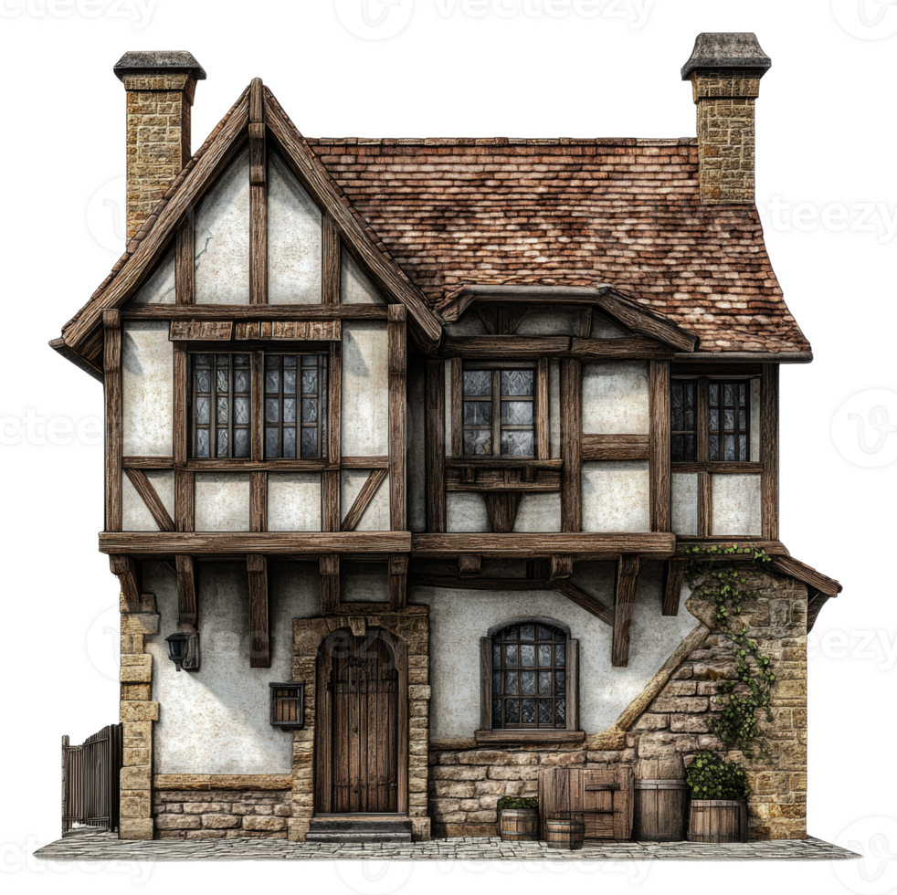 Charming timber-framed house in a quaint village png