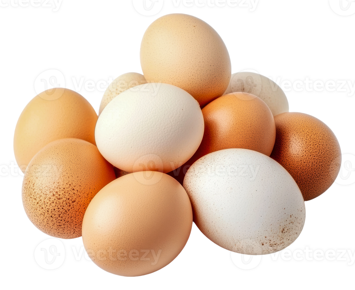 Fresh farm eggs stacked together in natural colors png