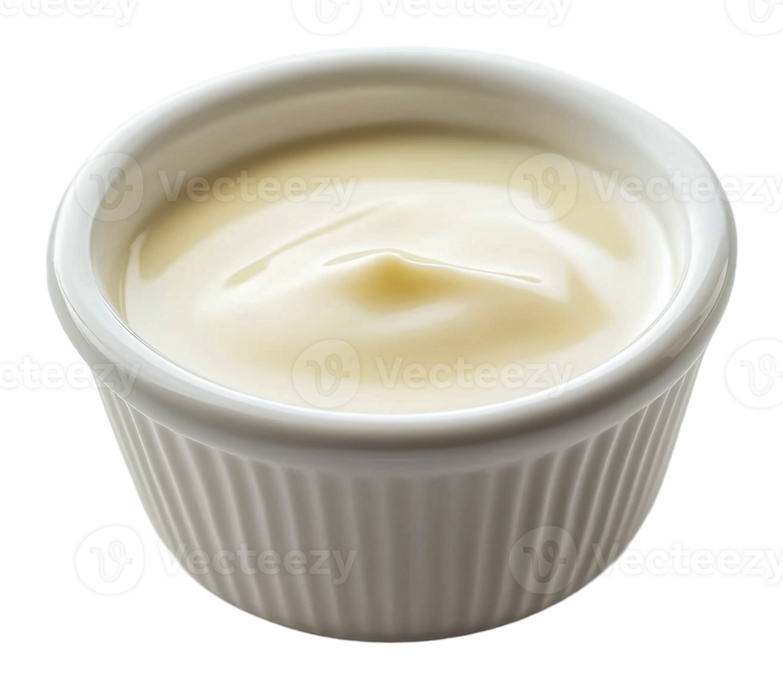 Creamy dip in a white porcelain dish on a table png