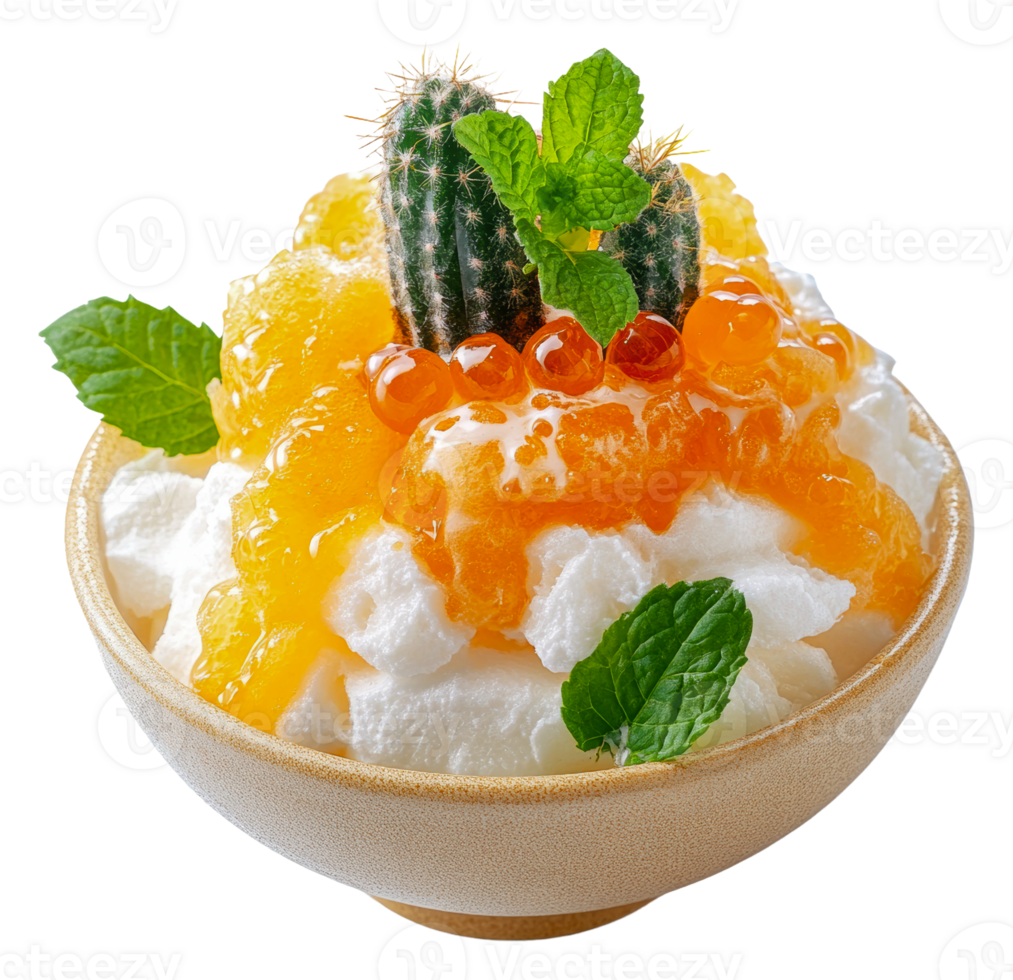 Cactus-topped fruit dessert delight png
