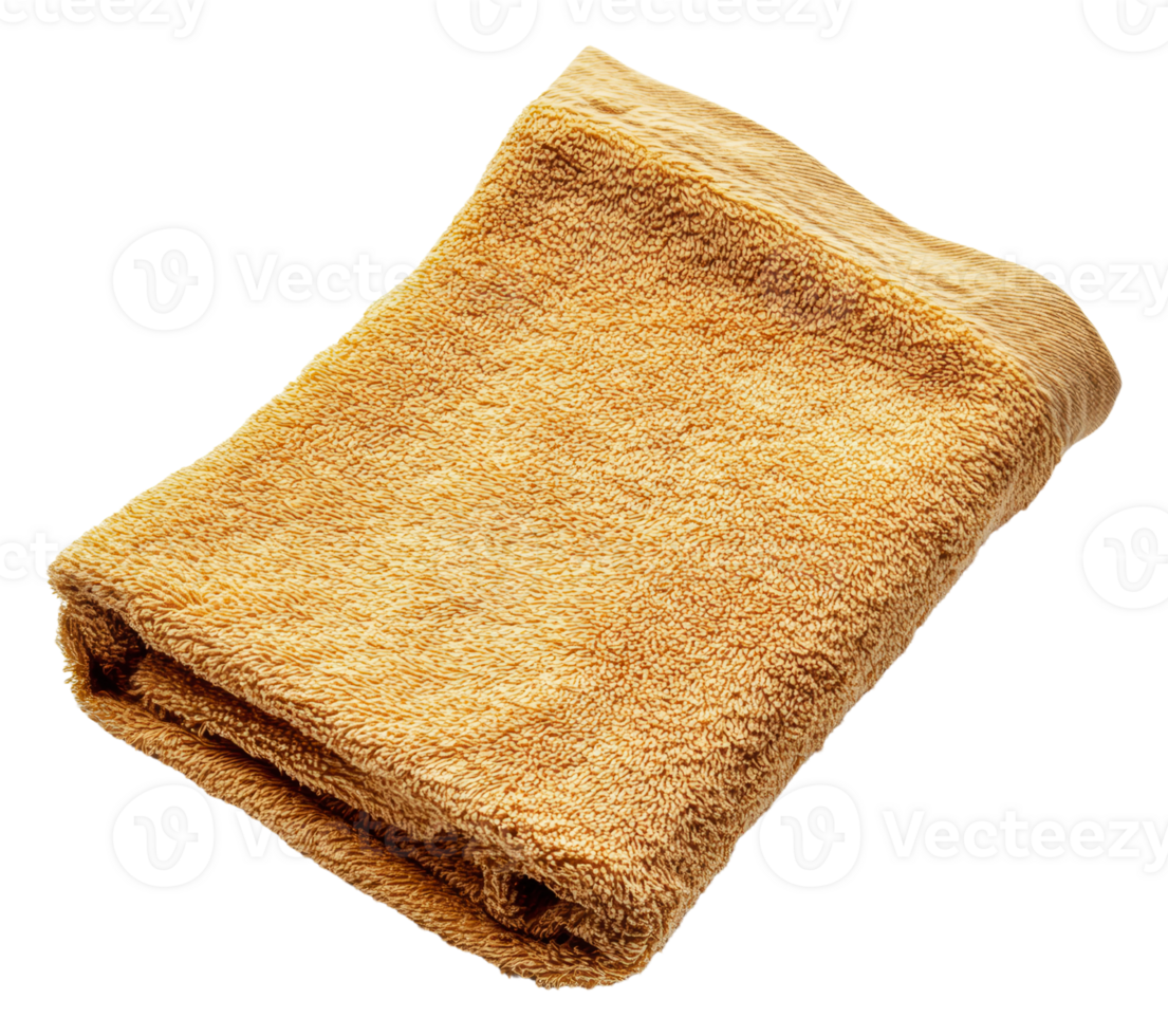 Soft, folded yellow towel on a white background png