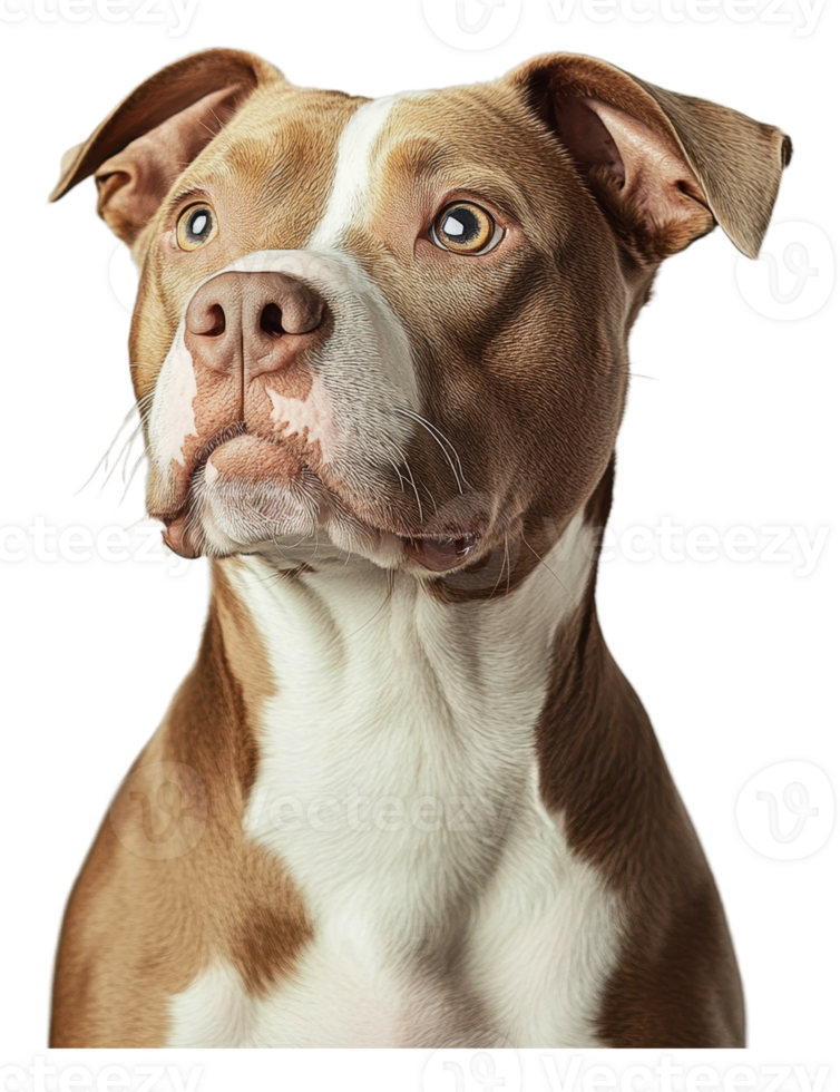 A close-up portrait of a pit bull in daylight png