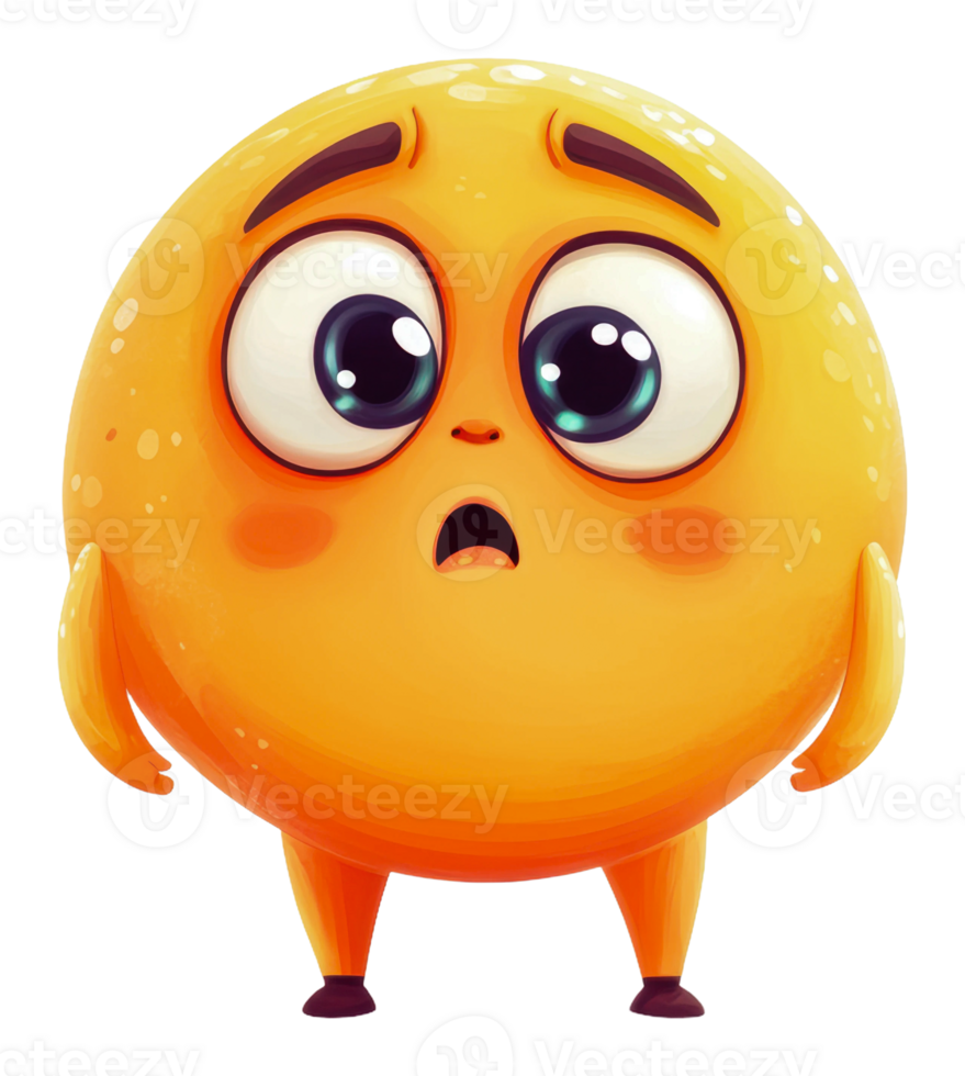 Surprised orange character with big eyes png