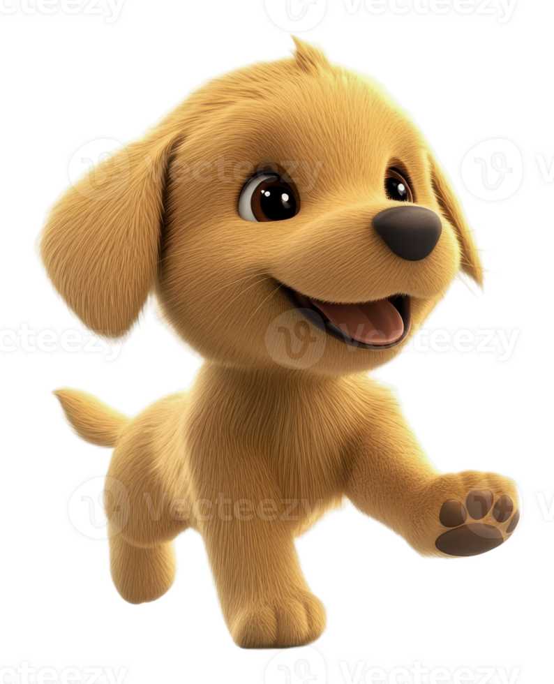 Cute golden puppy running joyfully indoors png
