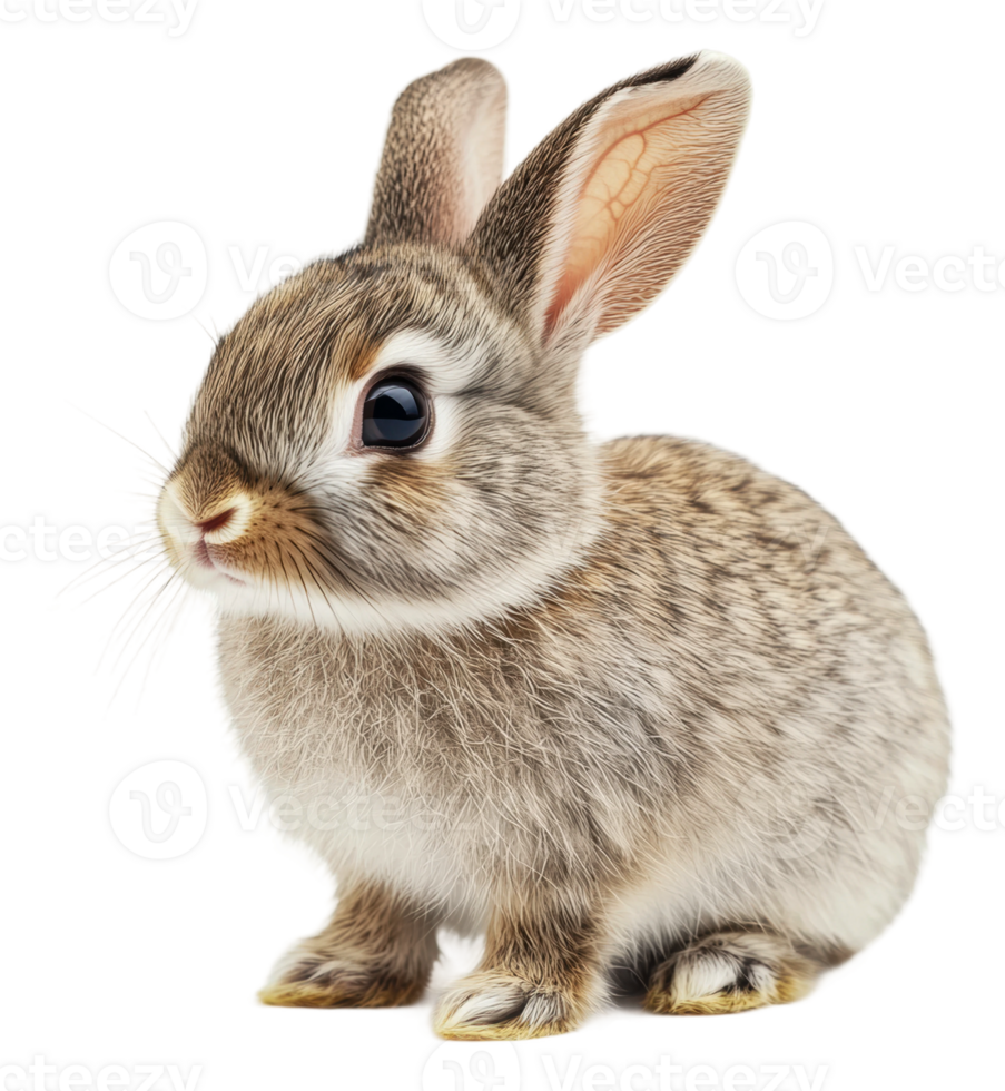 Gray rabbit on white background png
