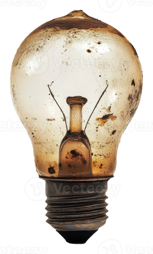 Detailed vintage light bulb with wear png