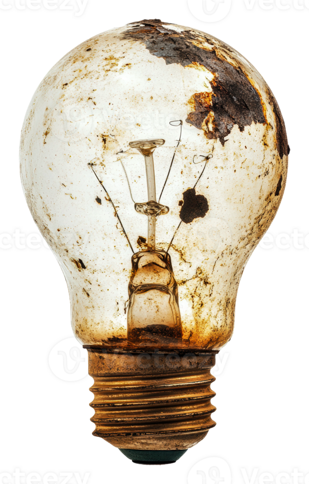 Old and rusty light bulb on a plain background png