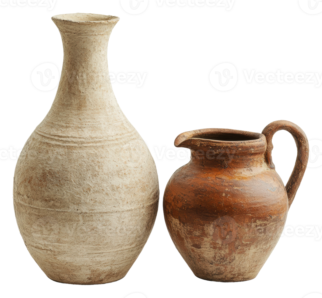 Ceramic jugs in natural light png