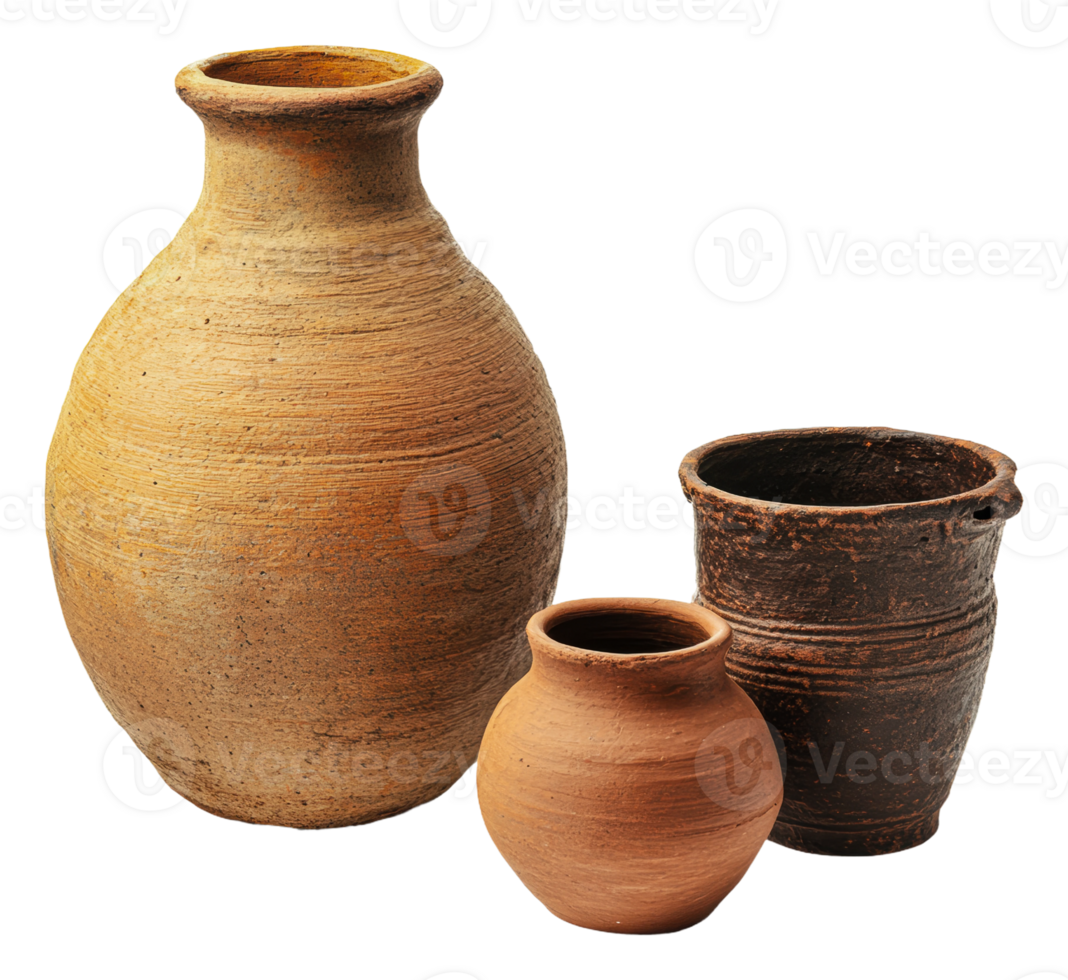 Traditional ceramic pots displayed on a table png