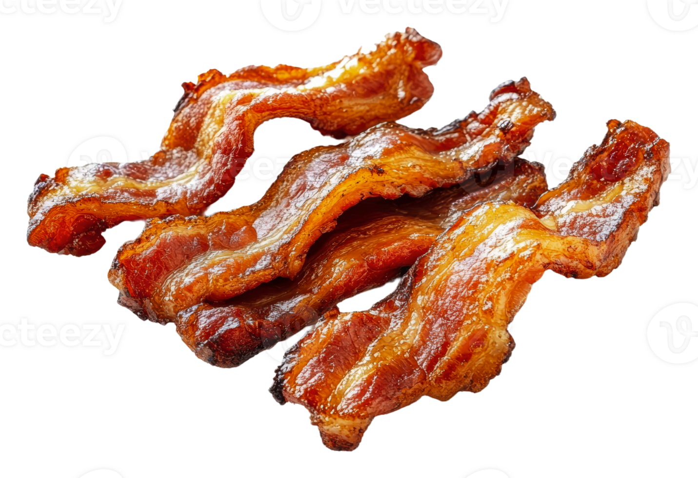Crispy fried bacon strips on a white background png