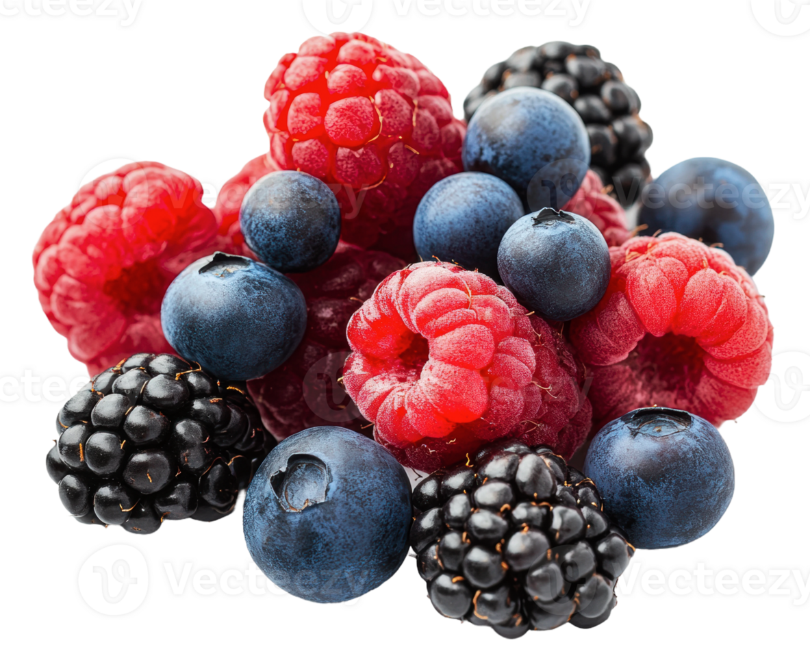 Berries on white healthy snack idea png