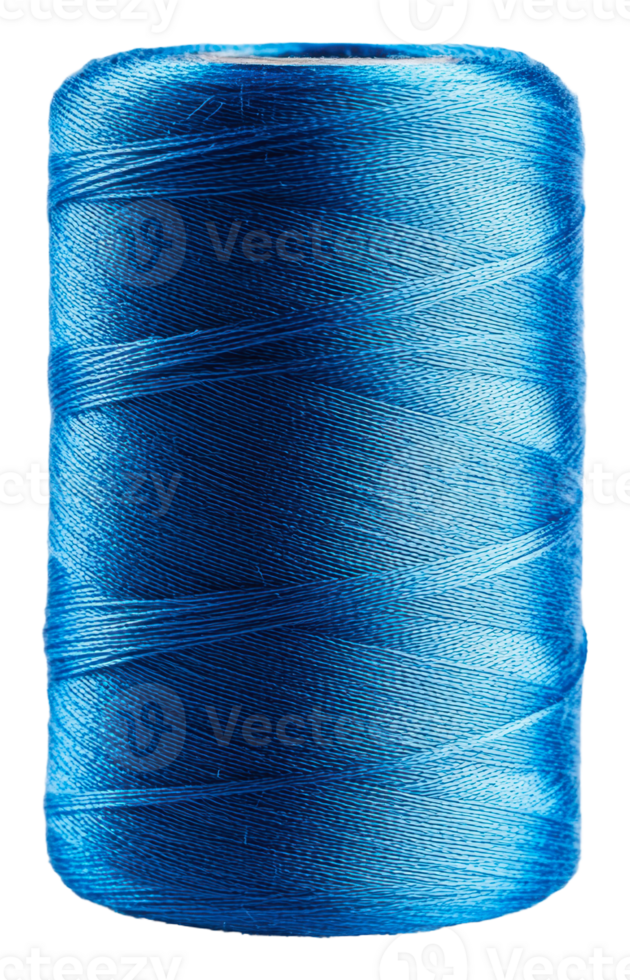 Blue sewing thread spool with fine texture details png