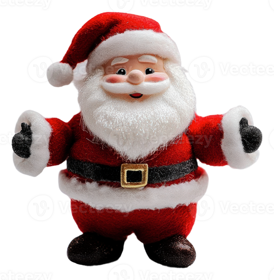 Cheerful Santa Claus figurine in festive attire png
