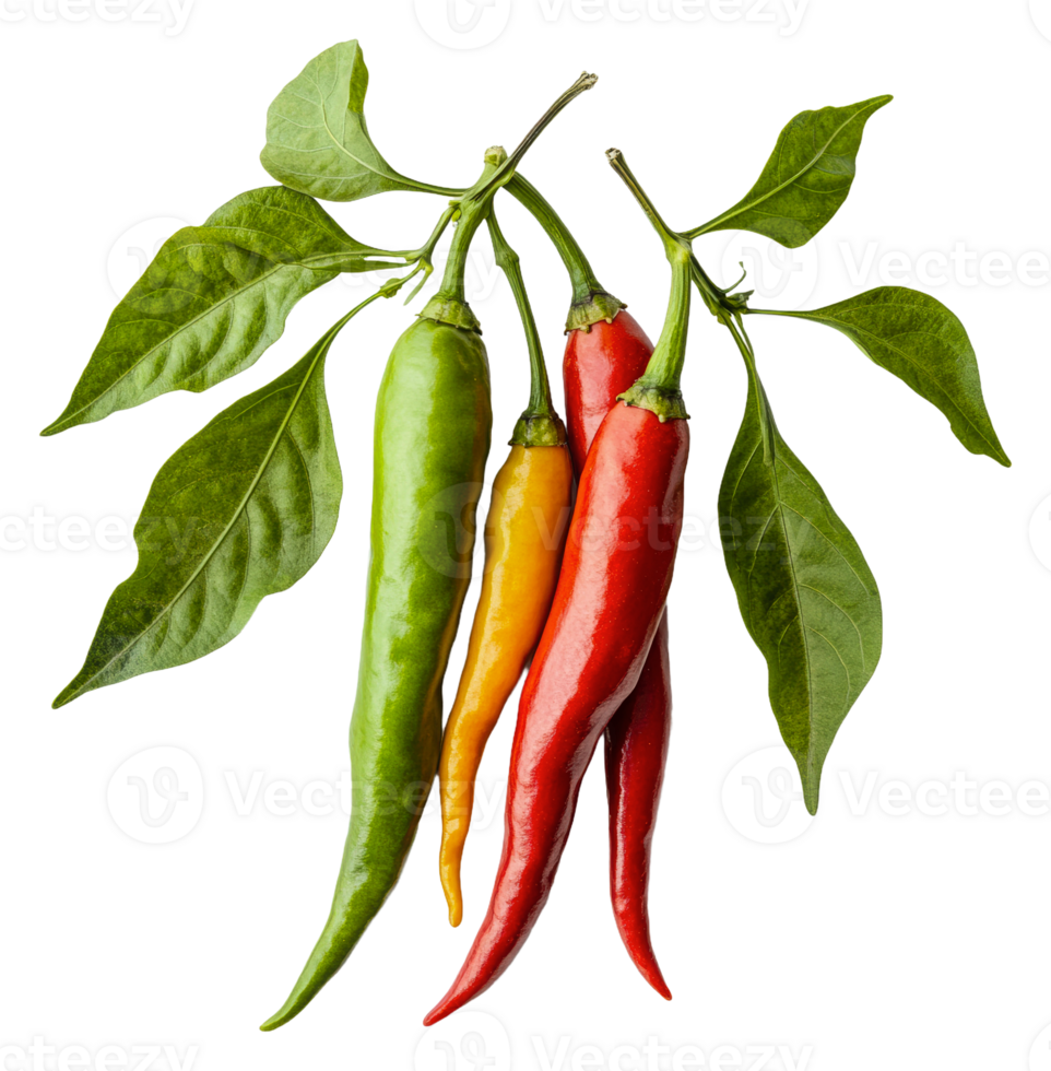 Fresh chili peppers on a branch png