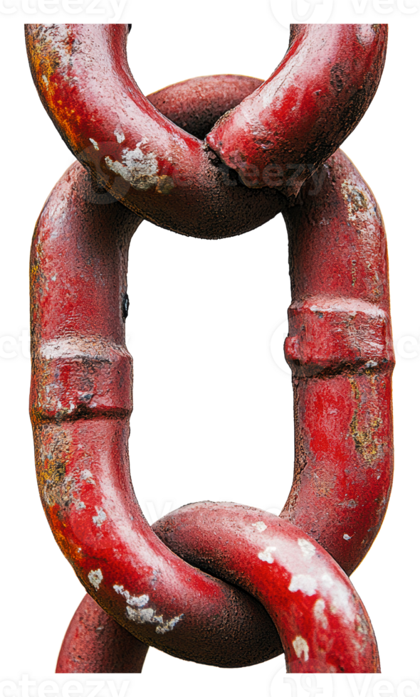 Rusty red chain links on white background png