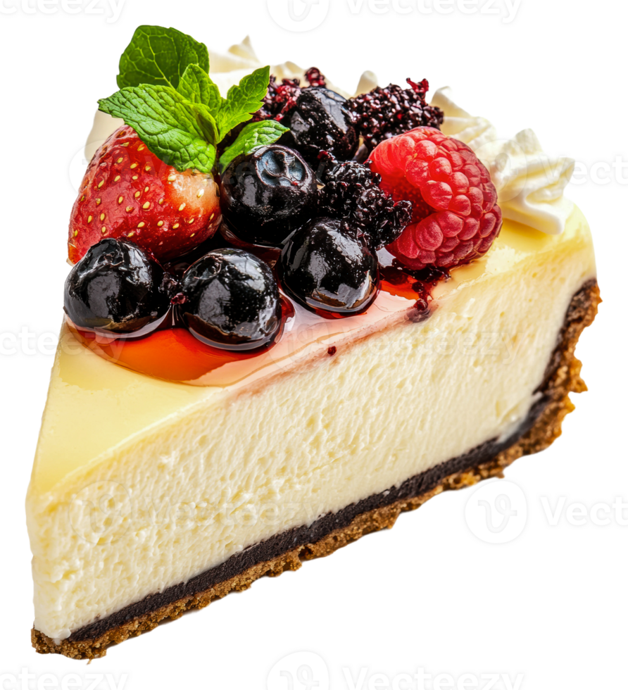 Cheesecake slice with fresh berries png