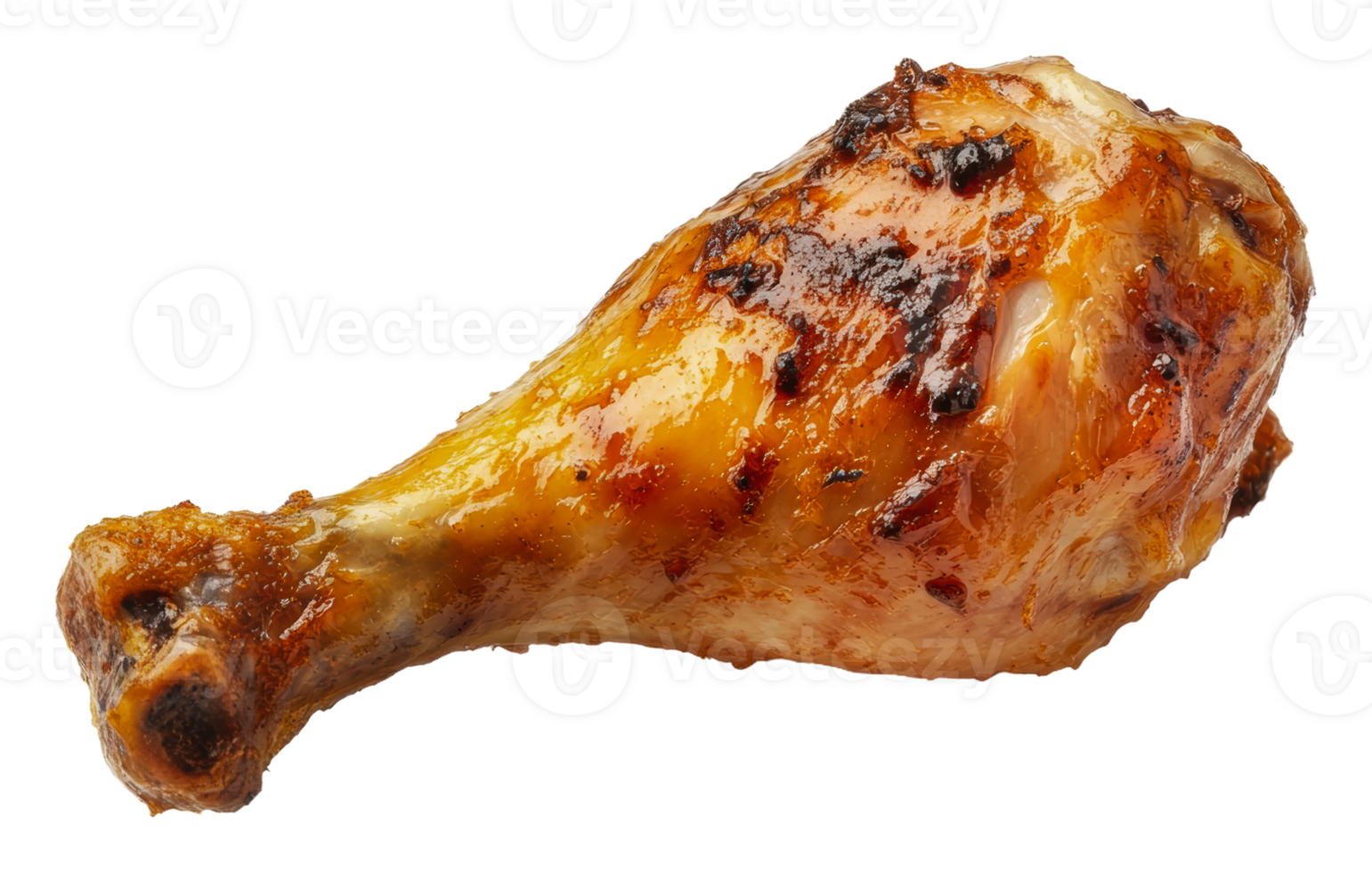 Grilled chicken drumstick with a golden crust png