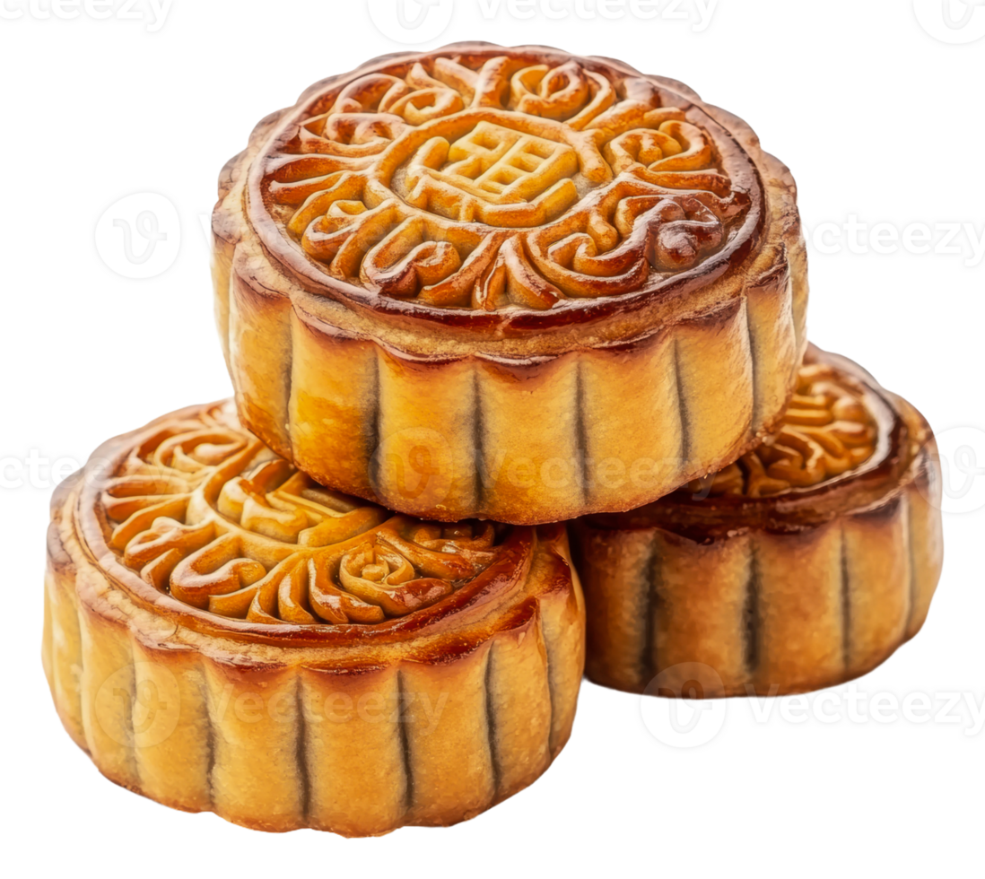 Mooncakes stacked on a white backdrop png