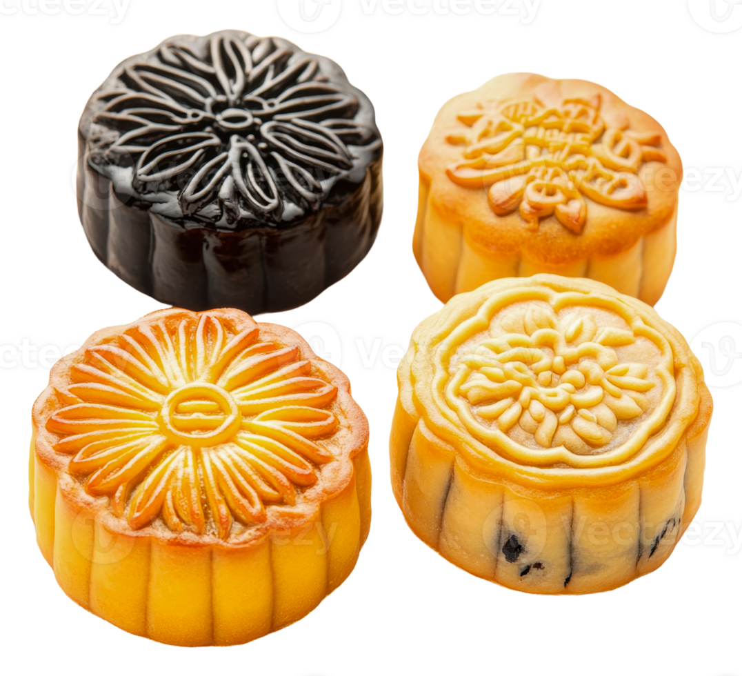 Deliciously crafted mooncakes in assorted flavors png