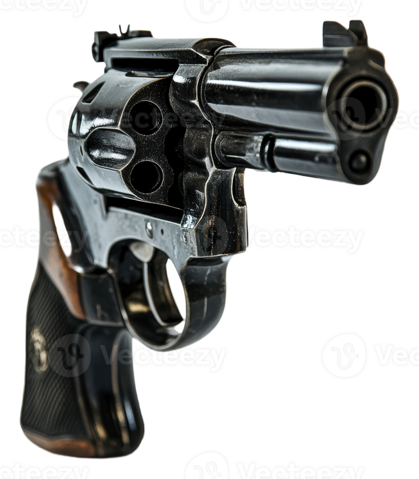 Detailed close-up of a revolver png