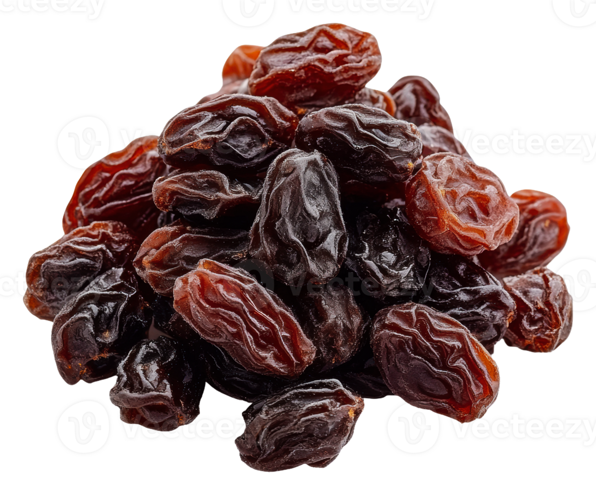 Raisins piled on white, ready to snack png