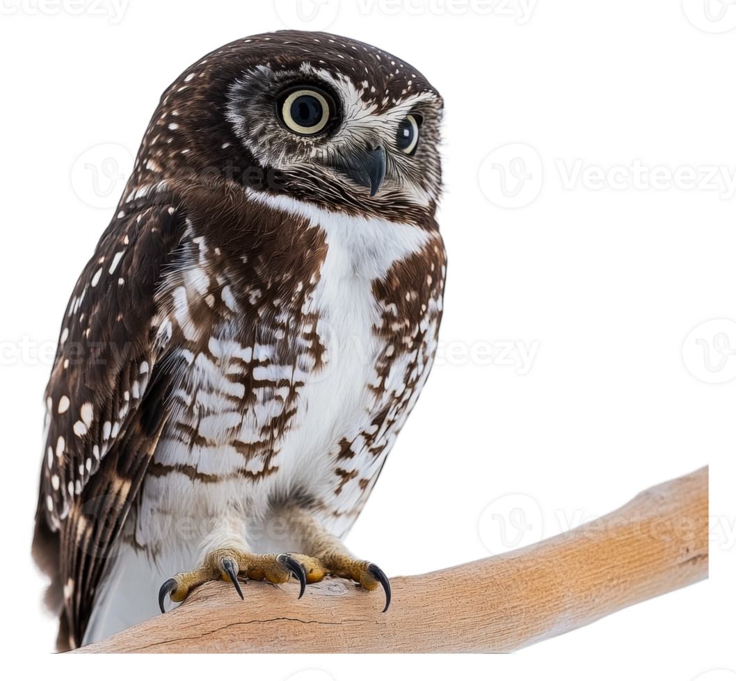 Captivating owl perched on a branch indoors png