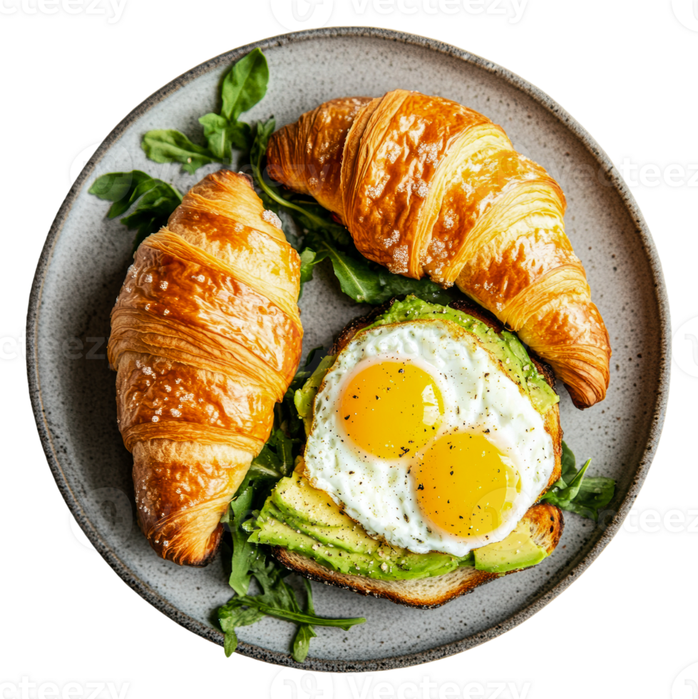 Egg and avocado croissant breakfast png