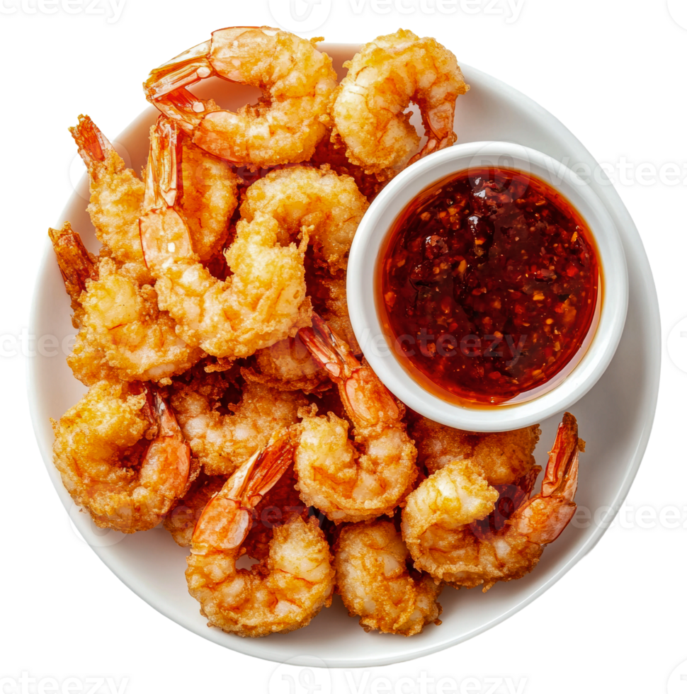 Crispy shrimp with spicy dip png