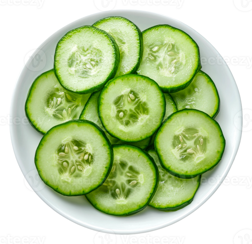 Cucumber slices in a serving bowl png