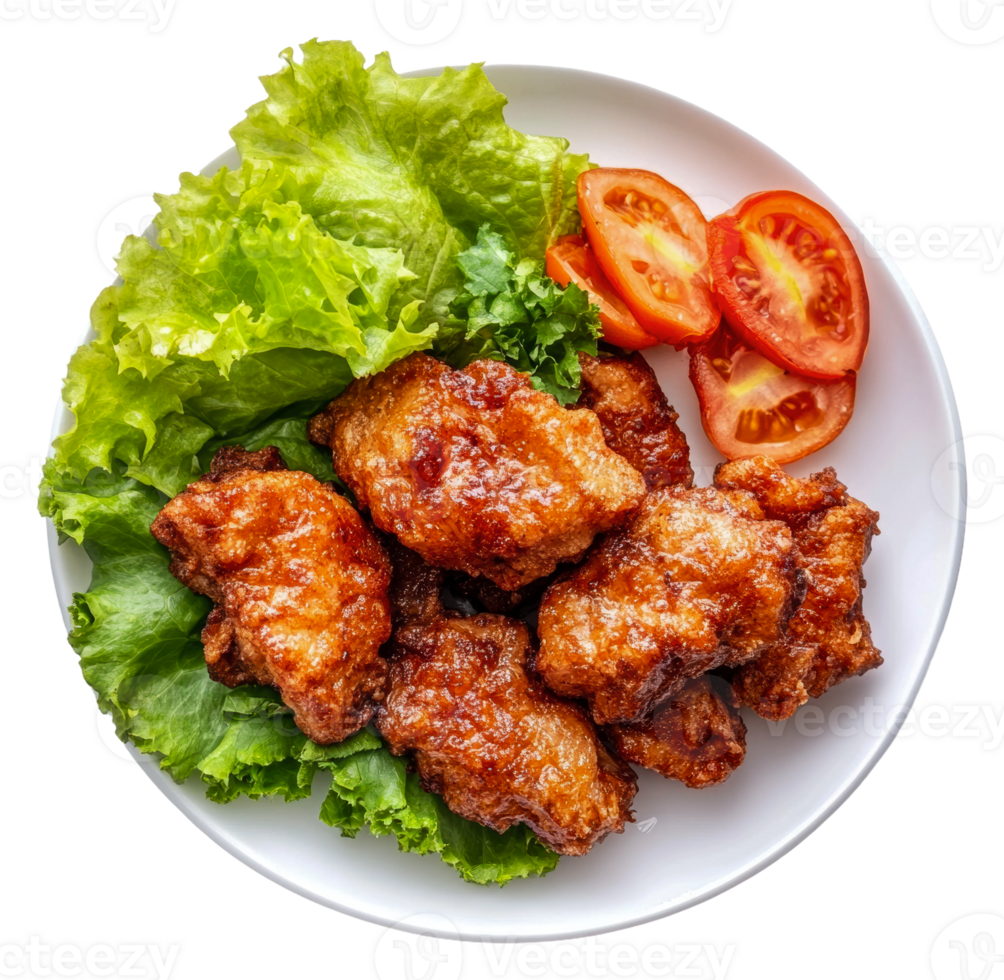 Crispy chicken with fresh lettuce tomatoes png