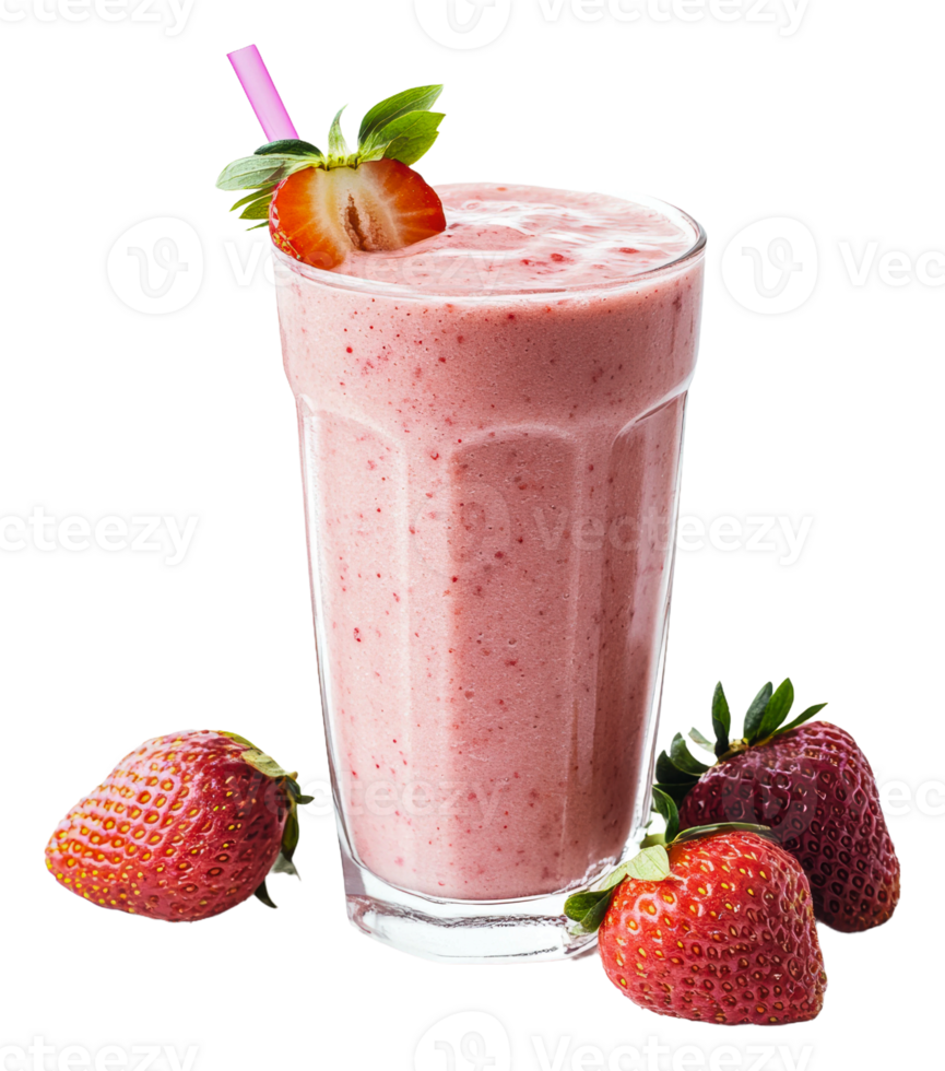 Refreshing strawberry smoothie with fresh berries png