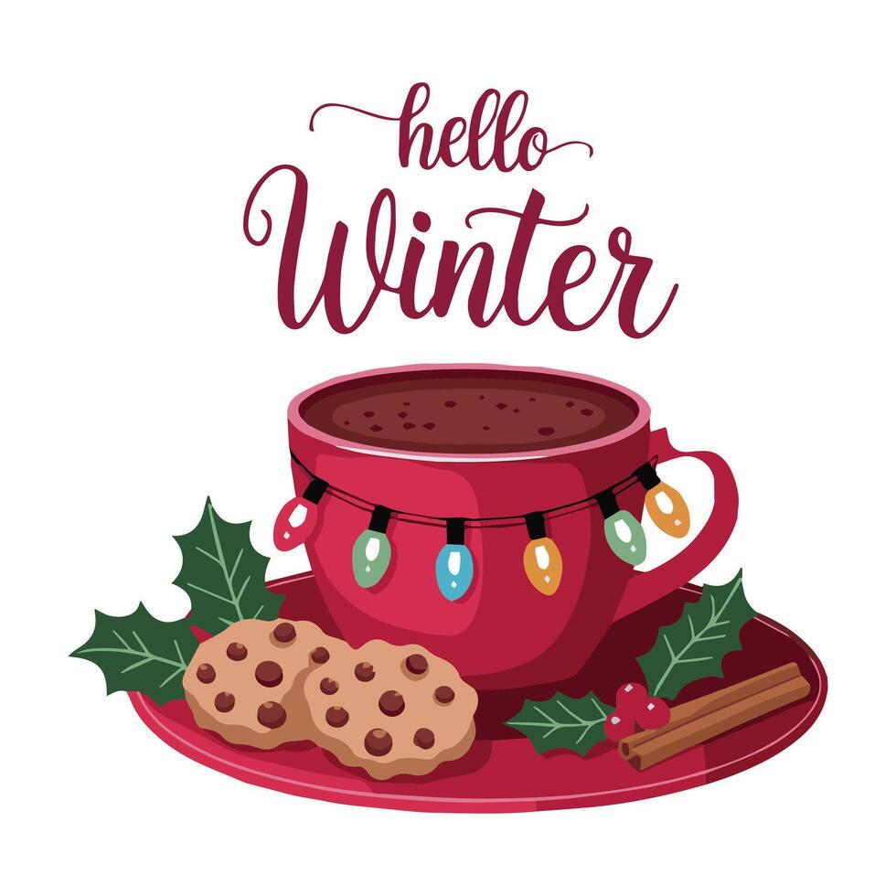 Cozy Winter Vibes with Hot Cocoa and Festive Treats vector