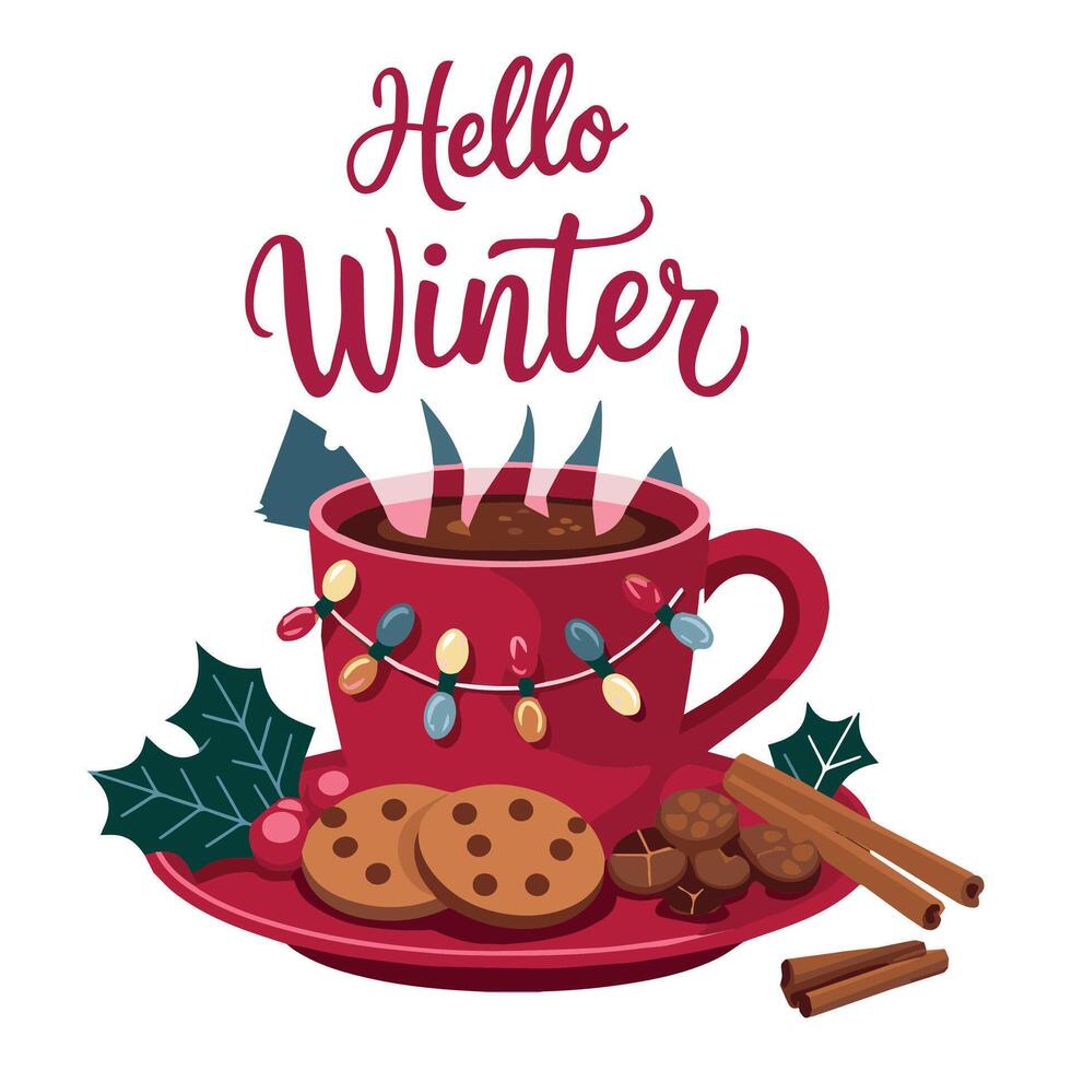 Cozy Up with Hot Cocoa and Holiday Delights vector